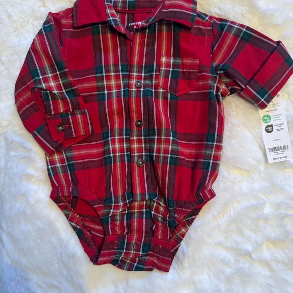 Carter's Red and Green Plaid Bodysuit